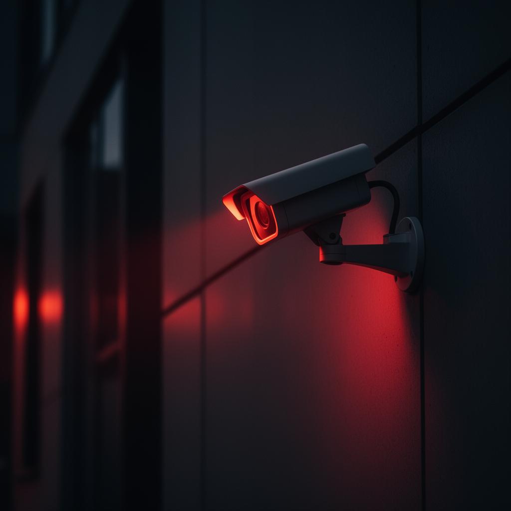 CCTV camera with red glow
